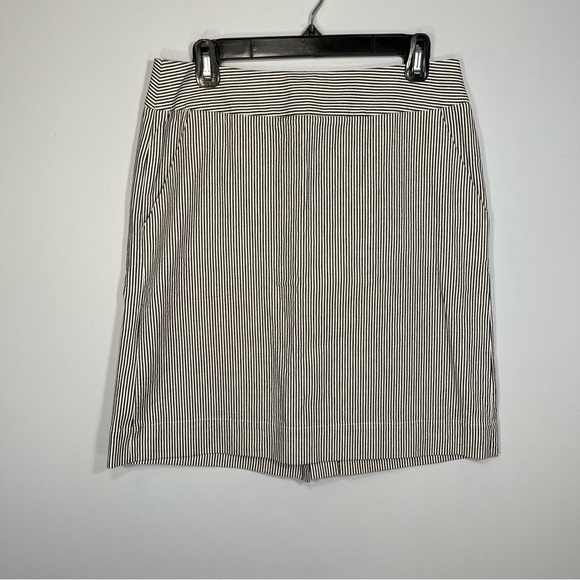Talbots Skirt Womens 4 Blue White Stripes Cotton Blend Stretch Pockets A-Line - Picture 1 of 8